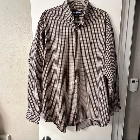 Ralph Lauren Men's Brown Plaid Shirt Size XL - Picture 2 of 11